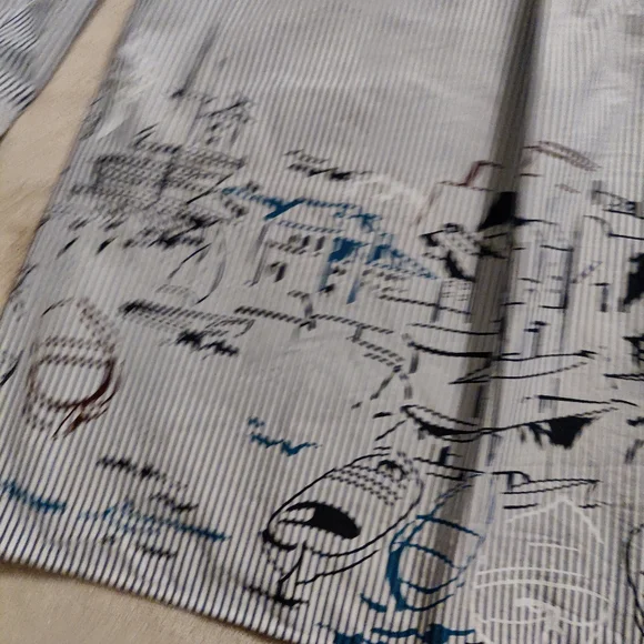 Lafayette 148 New York Plus Kehlani Striped Scenic-Print Shirt - Picture 12 of 14